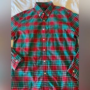 j crew green and red oxford button down